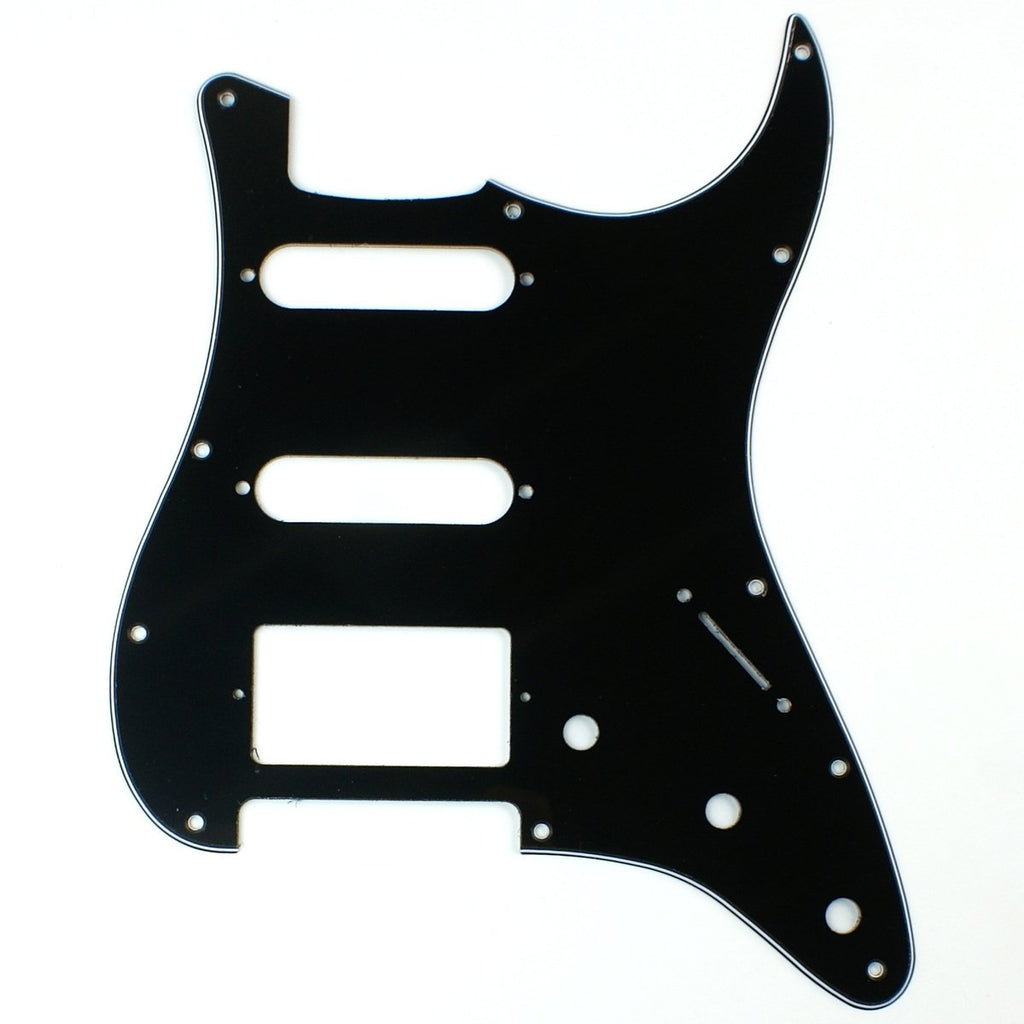 (A44)Custom Guitar Pickguard For Strat HSS Layout style ,3ply Squared Black