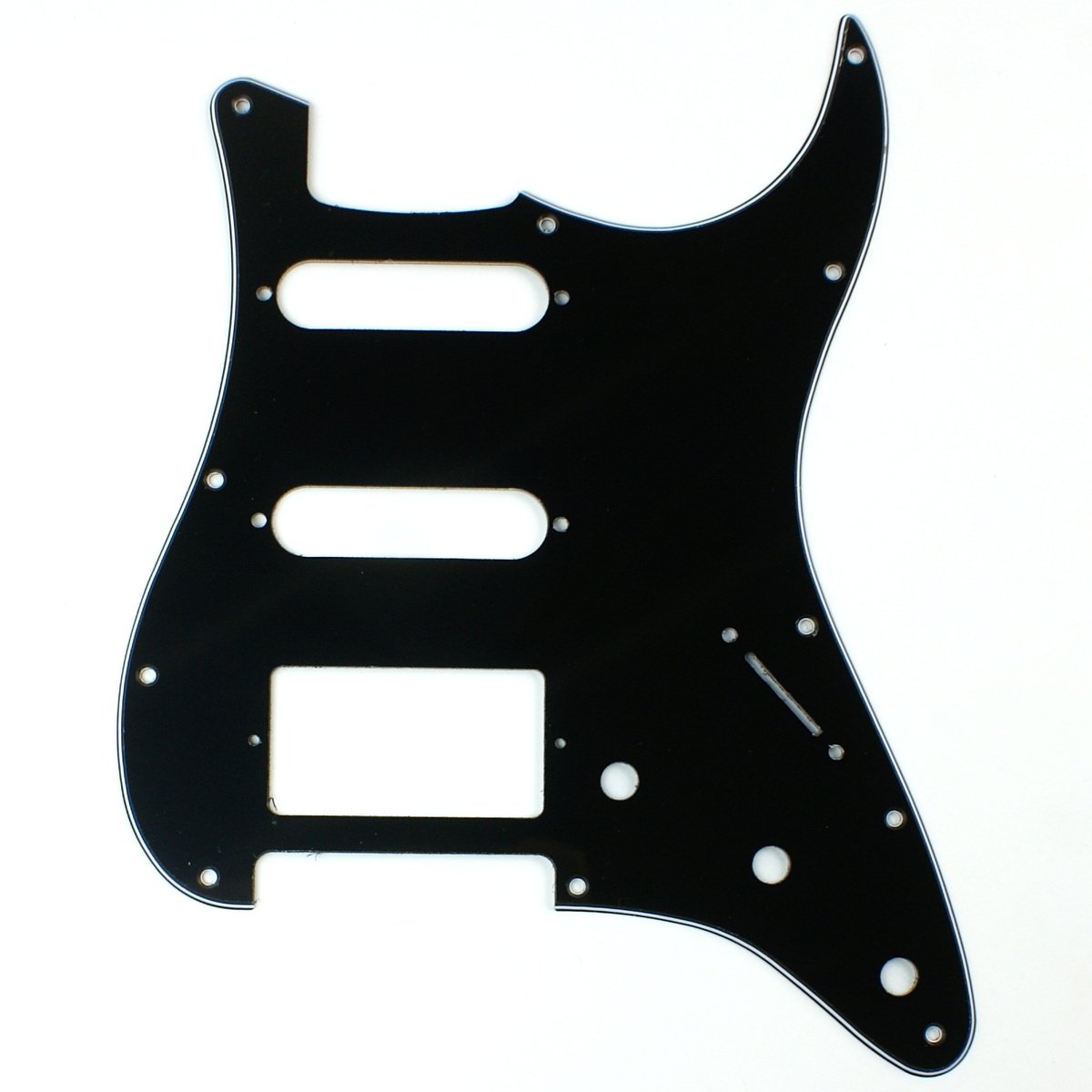 (A44)Custom Guitar Pickguard For Strat HSS Layout style ,3ply Squared Black
