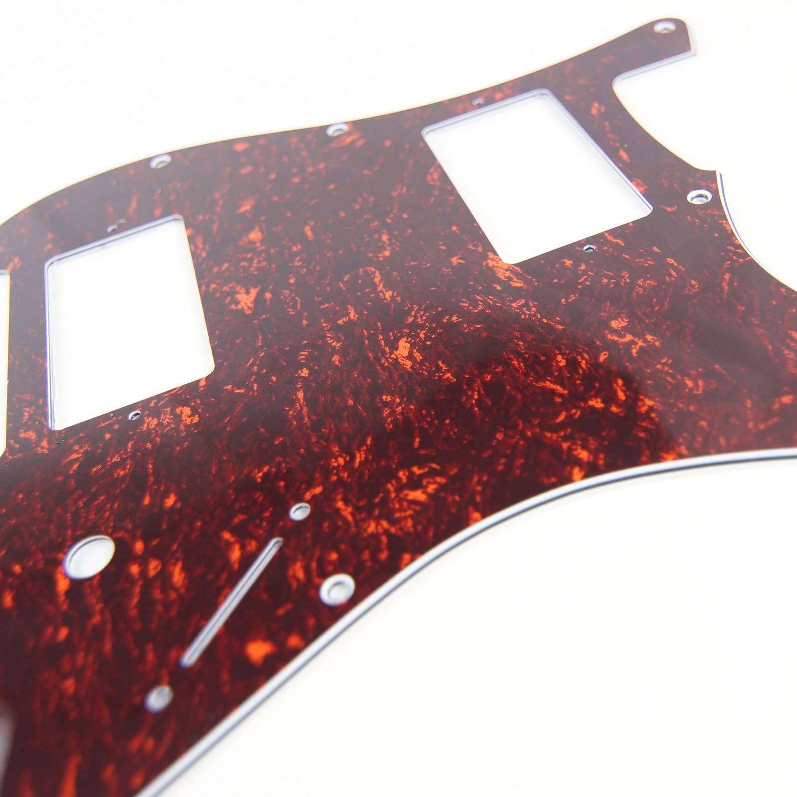Custom Guitar Pickguard For Strat HH 2-pot Layout, 4ply Red Tortoise