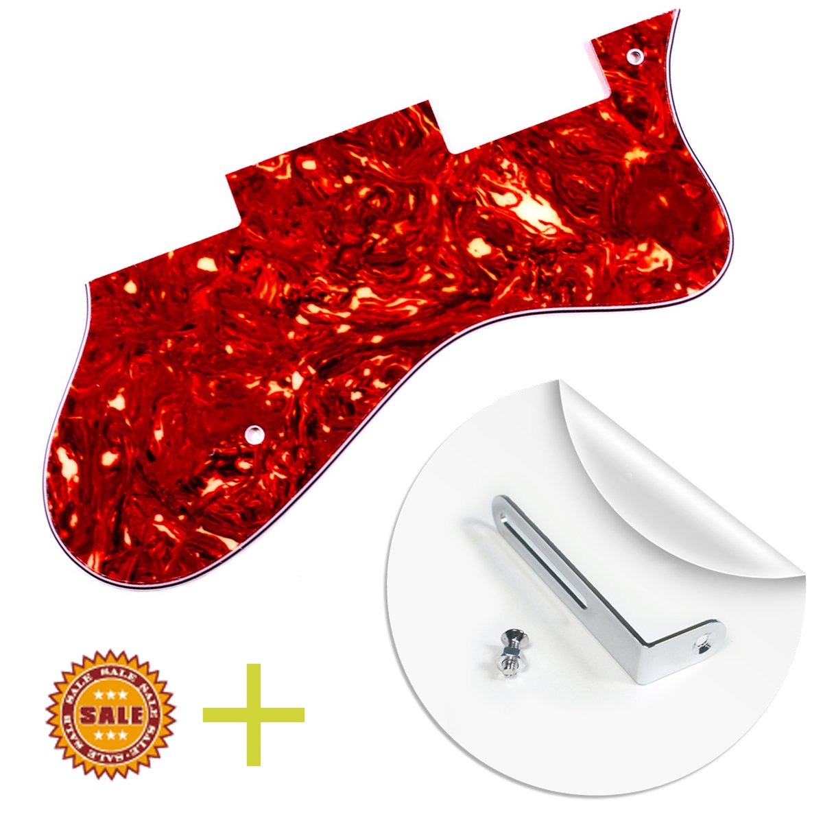 4 Ply Pickguard Fits Epiphone Dot Style Guitar with Bracket - Tortoise Red