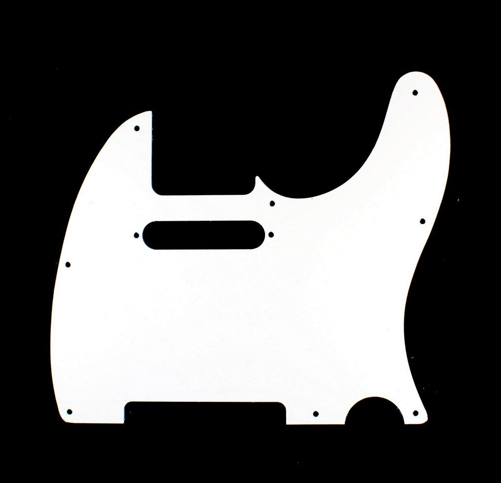 (A87) Custom 3 Ply Left Handed Guitar Pickguard Fits Fender Tele Standard, White
