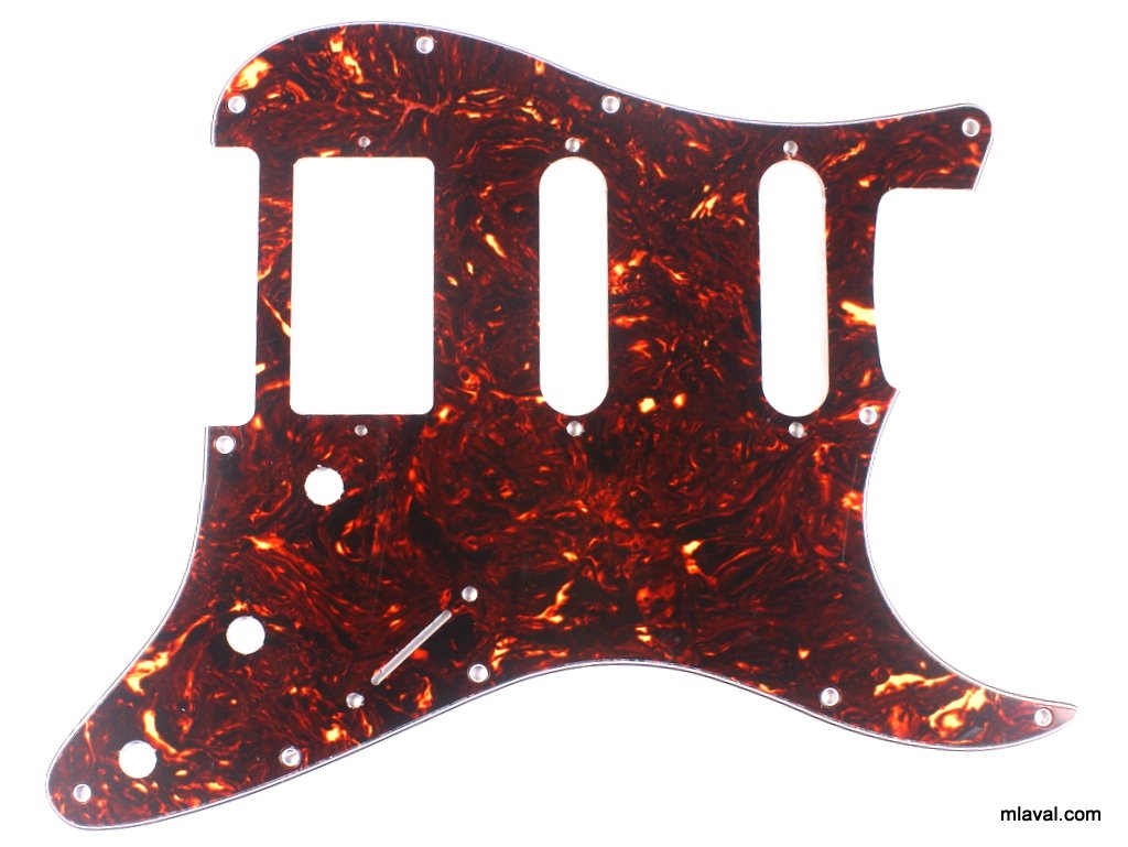 (B80)Custom 4 Ply Guitar Pickguard For Strat HSS Squared, Tortoise Dark