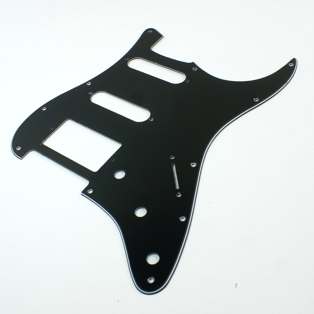 (A44)Custom Guitar Pickguard For Strat HSS Layout style ,3ply Squared Black
