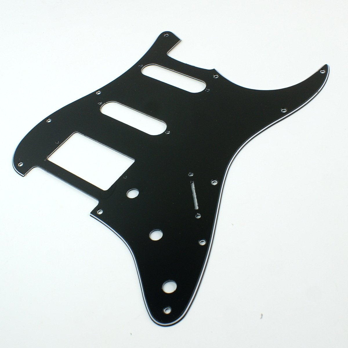 (A44)Custom Guitar Pickguard For Strat HSS Layout style ,3ply Squared Black