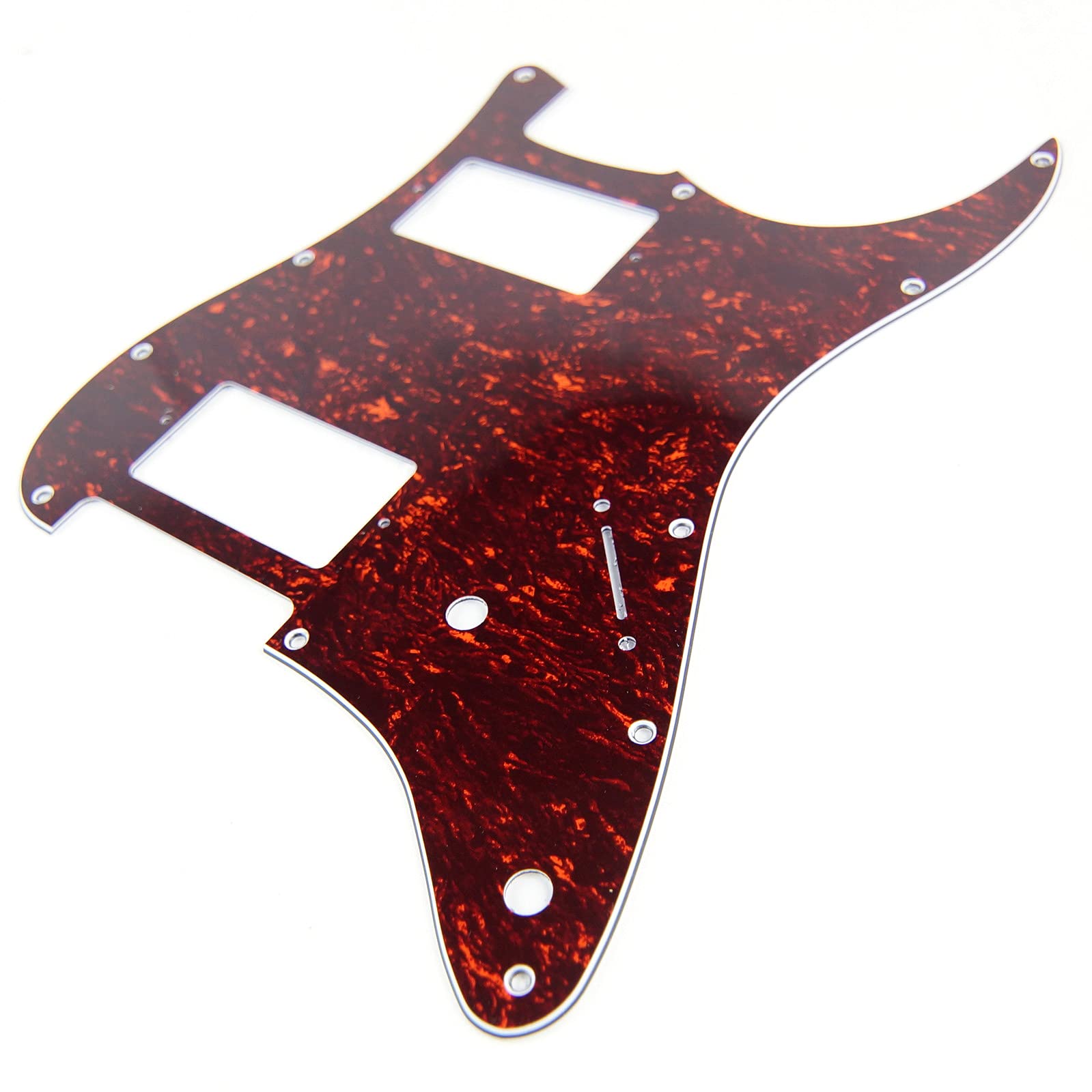 Custom Guitar Pickguard For Strat HH 2-pot Layout, 4ply Red Tortoise