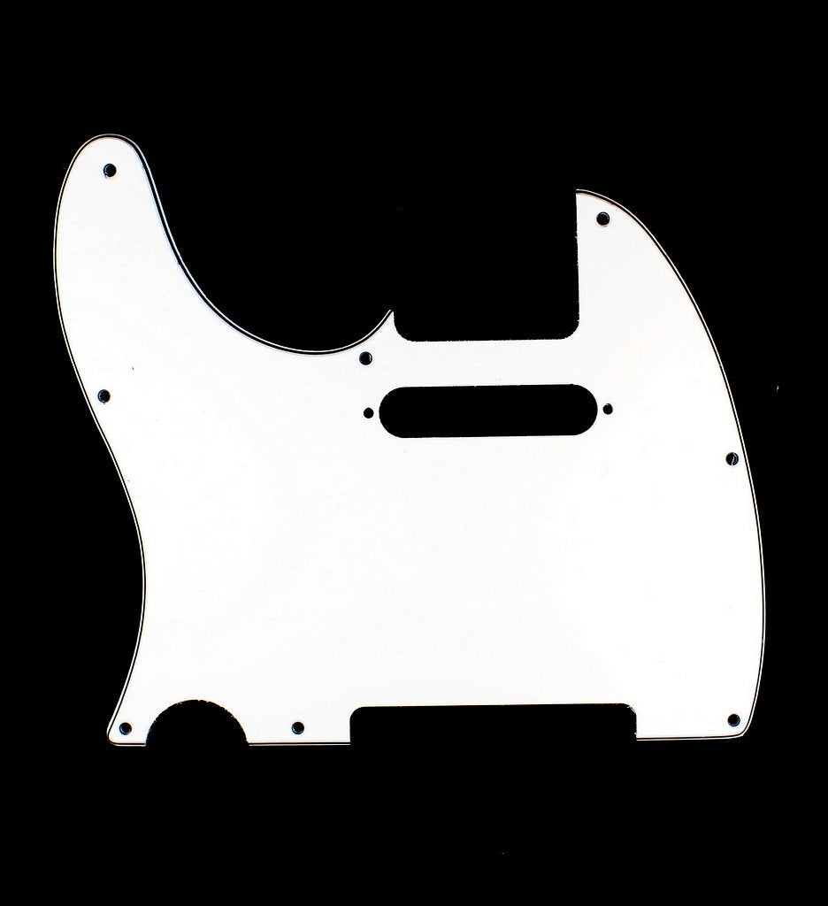 (A87) Custom 3 Ply Left Handed Guitar Pickguard Fits Fender Tele Standard, White