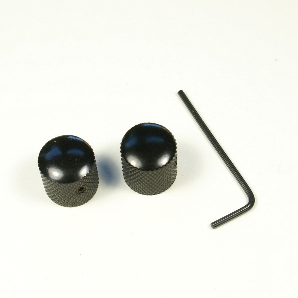 (A34) 2 Metal Dome knurling Guitar Knobs For Tele or JB Adjustable,Black