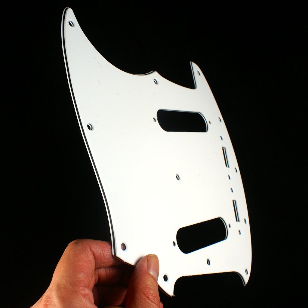 (B09) Custom 3 Ply Left-handed Guitar Pickguard Fits Mustang Classic Series, White