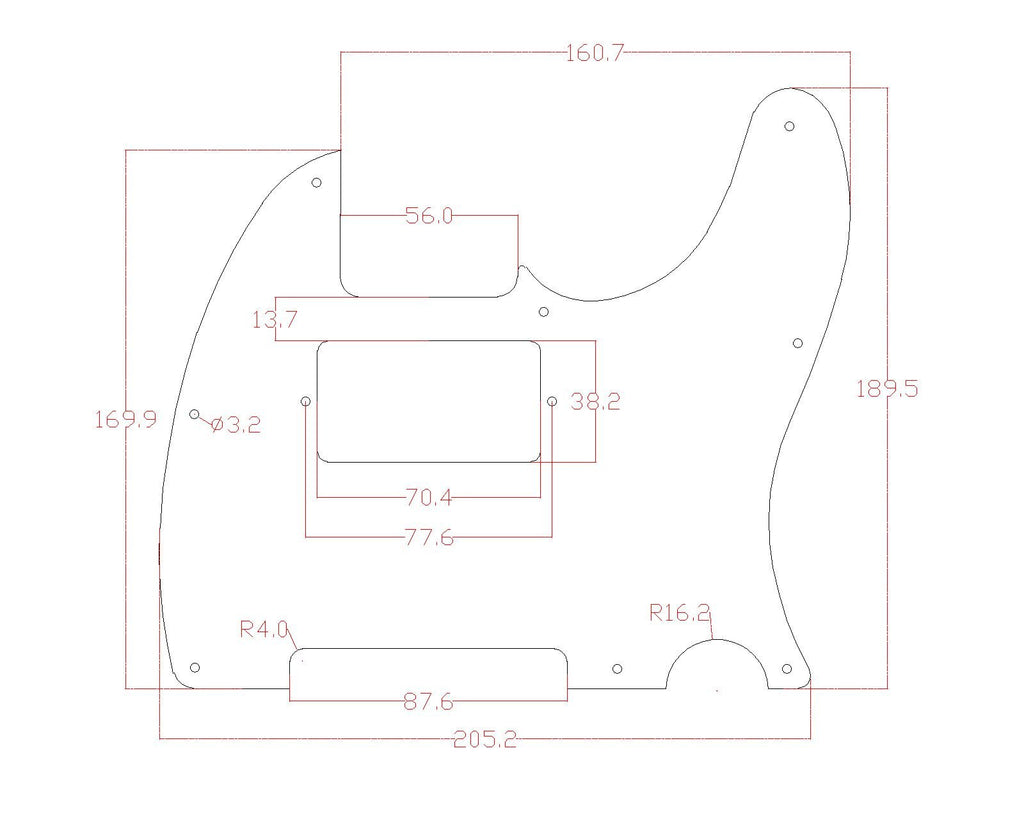 Custom guitar Pickguard For Tele Humbucker Cut-out style,4ply white pearl