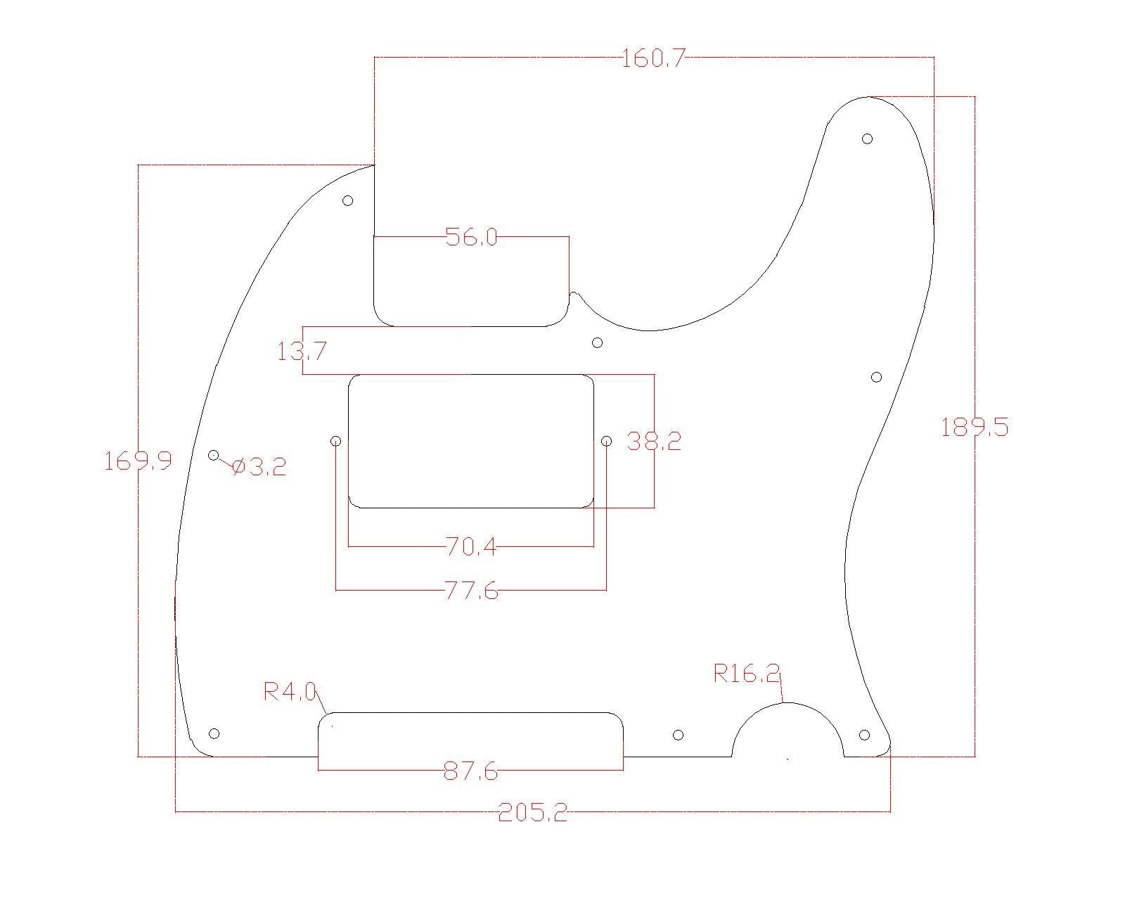 Custom guitar Pickguard For Tele Humbucker Cut-out style,4ply white pearl