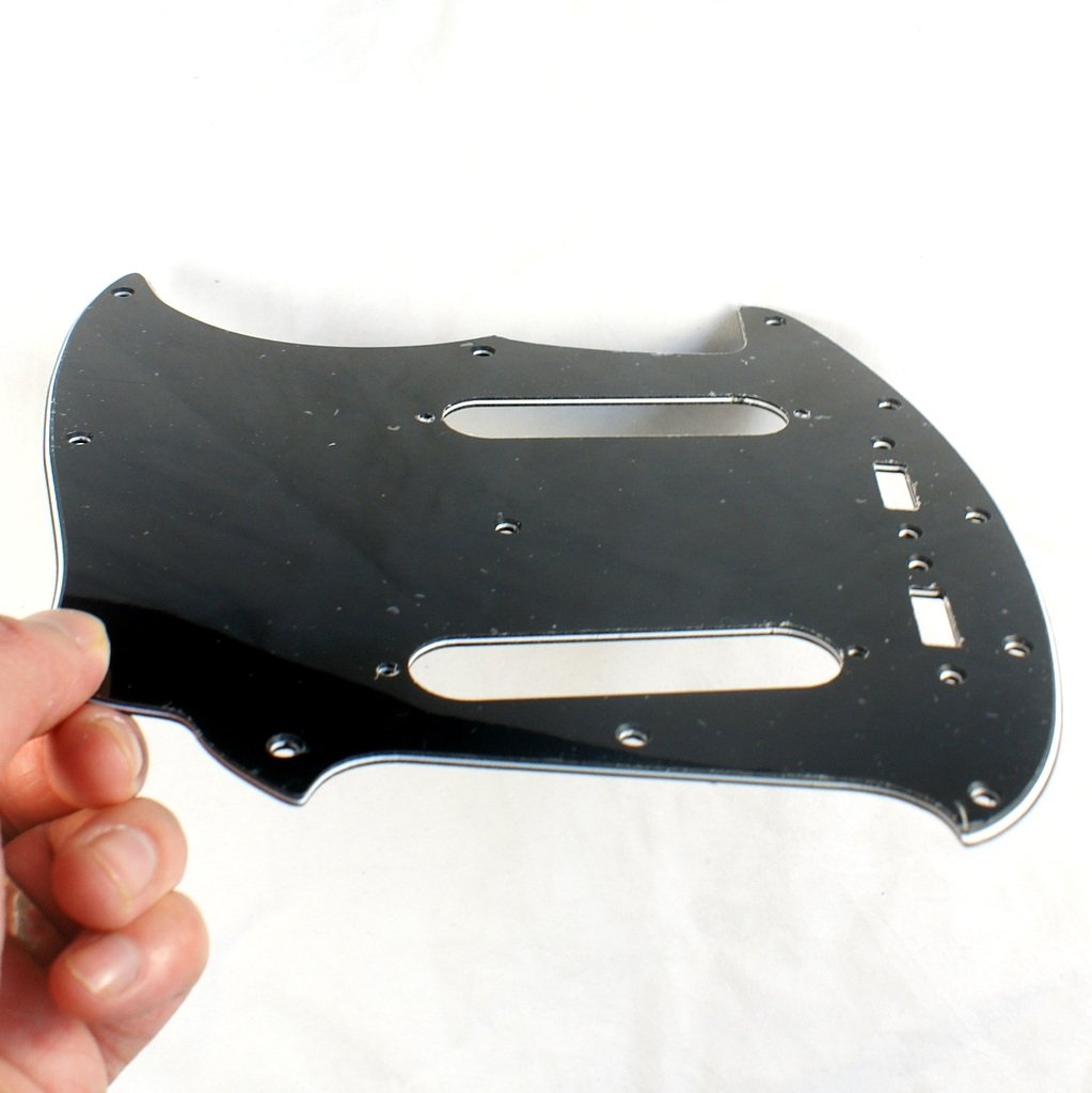 (A91) Custom 3 Ply LEFT-HANDED Guitar Pickguard Fits Mustang Classic Series, BLACK