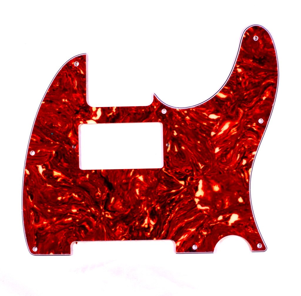 (B23)Custom 4 Ply Pickguard For Tele Humbucker Blacktopt Guitar, Tortoise Red