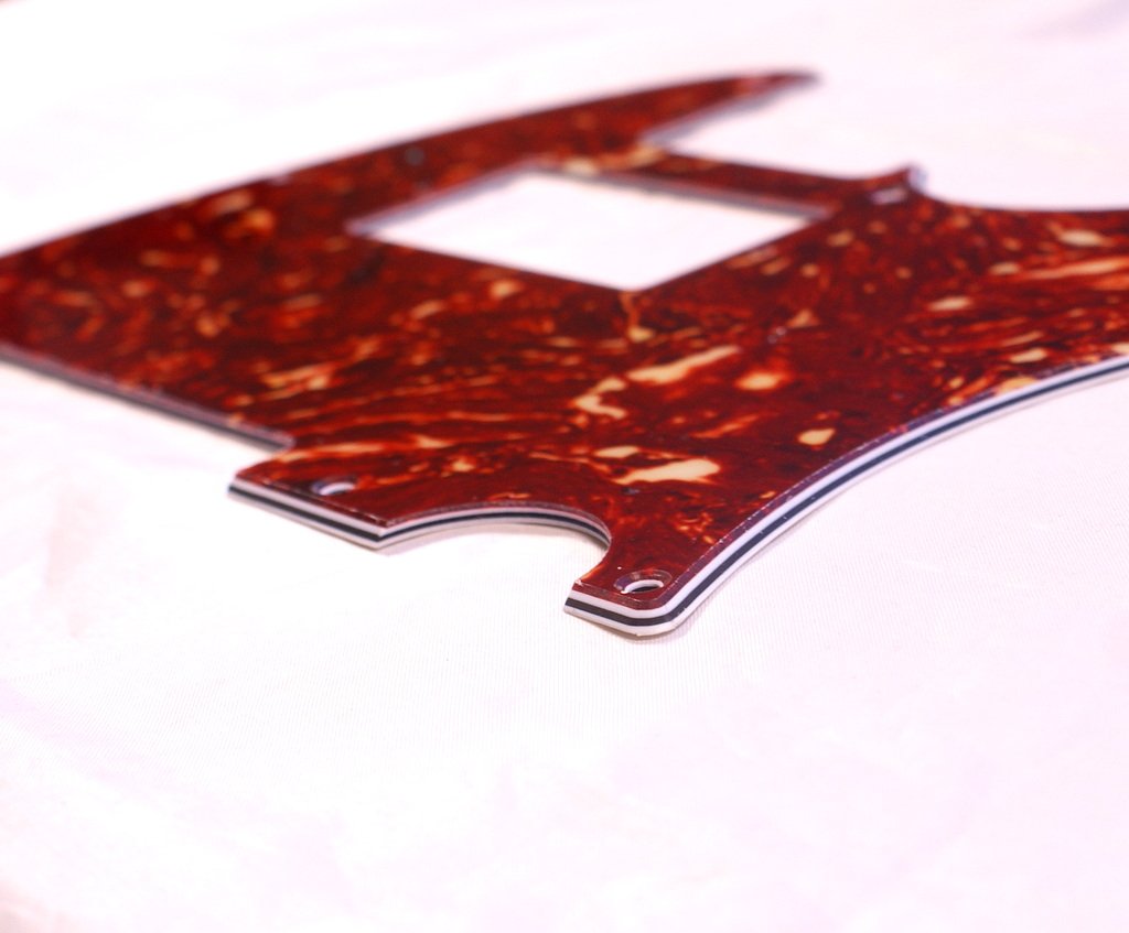 (B23)Custom 4 Ply Pickguard For Tele Humbucker Blacktopt Guitar, Tortoise Red