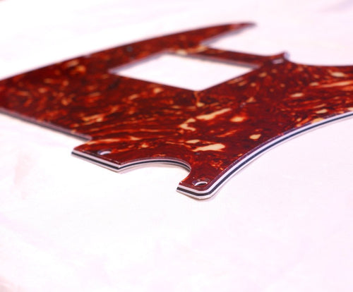 (B23)Custom 4 Ply Pickguard For Tele Humbucker Blacktopt Guitar, Tortoise Red
