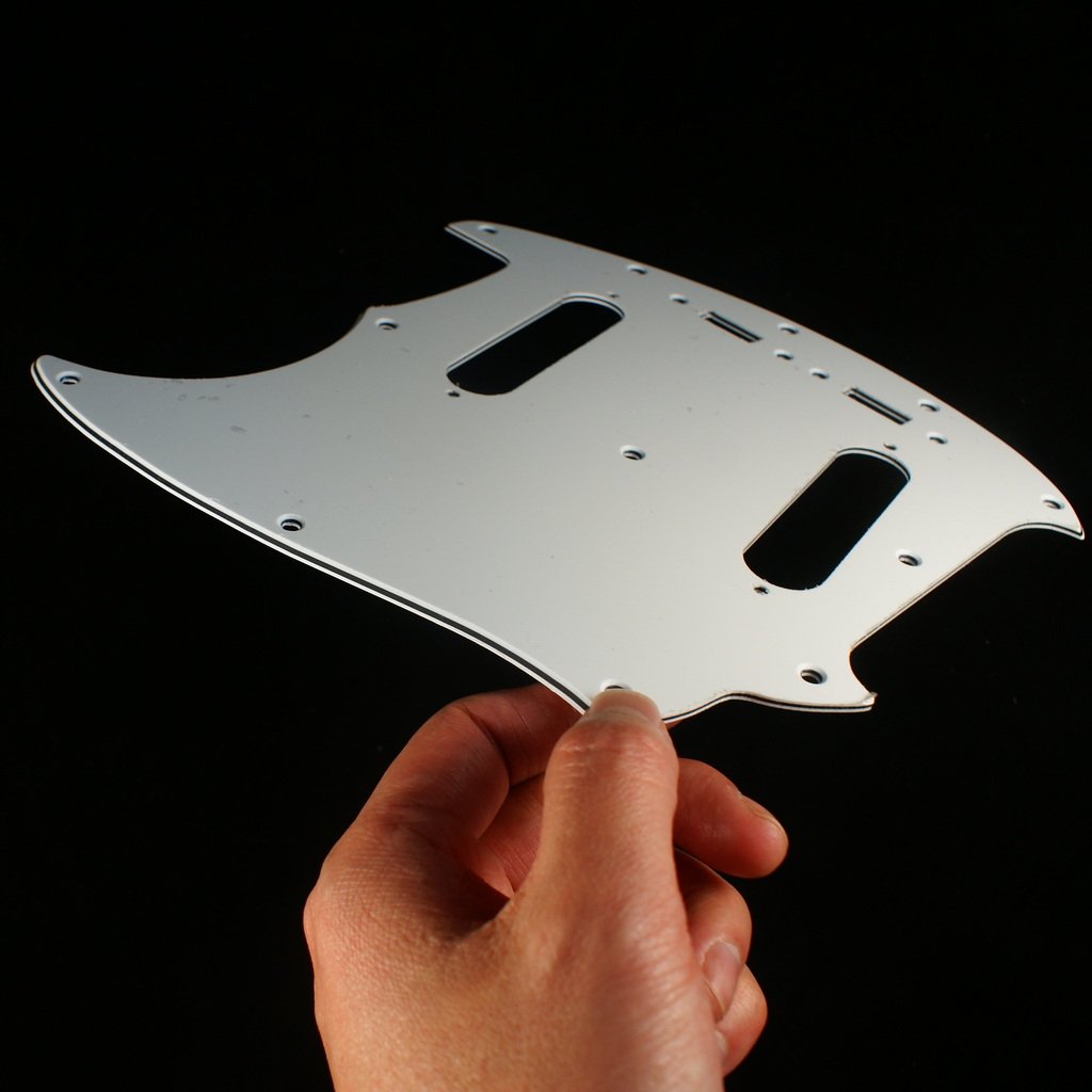 (B09) Custom 3 Ply Left-handed Guitar Pickguard Fits Mustang Classic Series, White