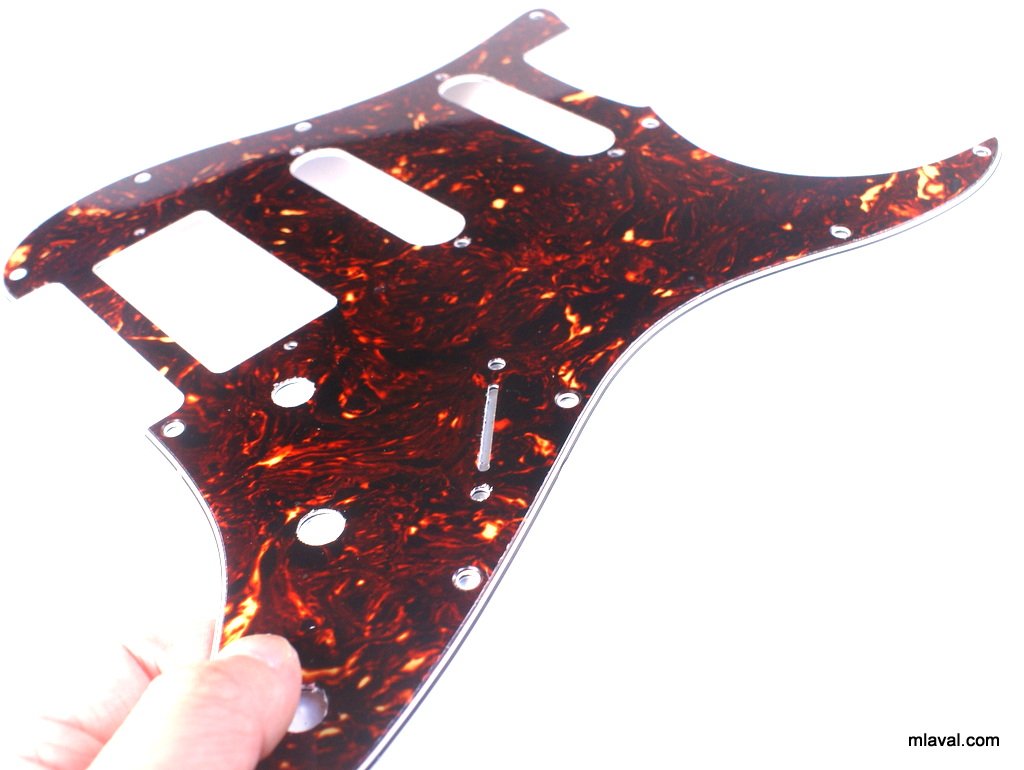 (B80)Custom 4 Ply Guitar Pickguard For Strat HSS Squared, Tortoise Dark