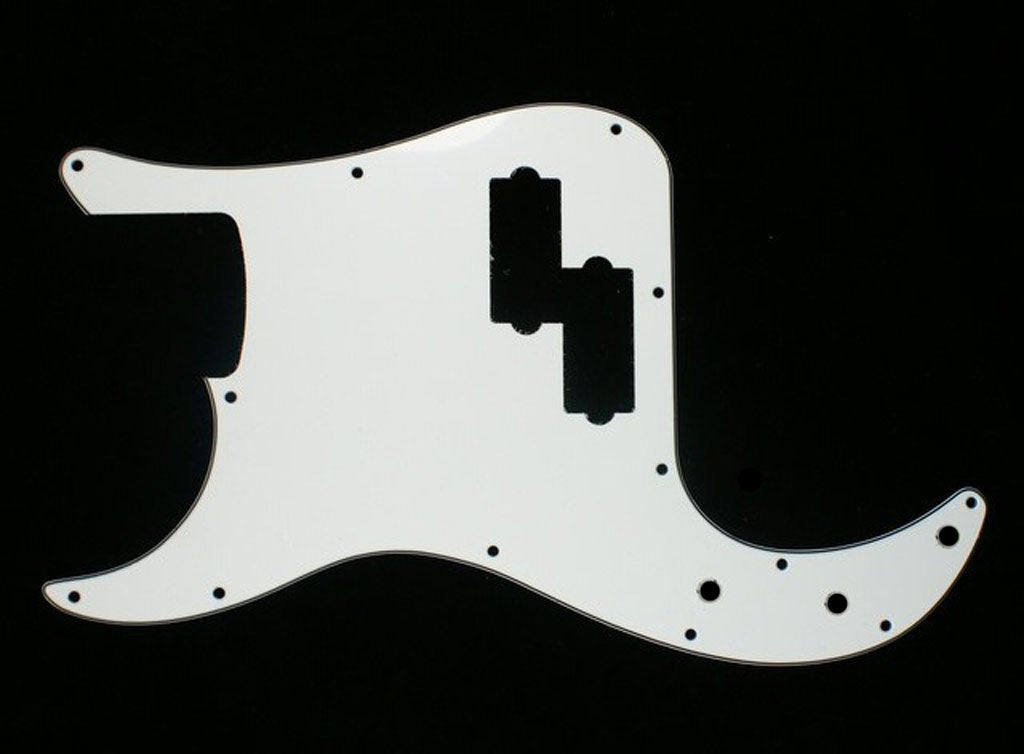 Custom 3 Ply LEFT-HANDED Precision Bass PB Guitar Pickguard 13 Hole ,White
