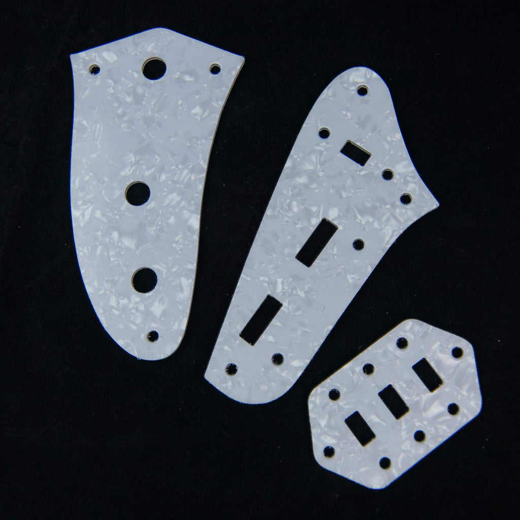 Control Plate Set For Jaguar Style Guitar,Plastic PVC 4ply White Pearloid (Set of 3)