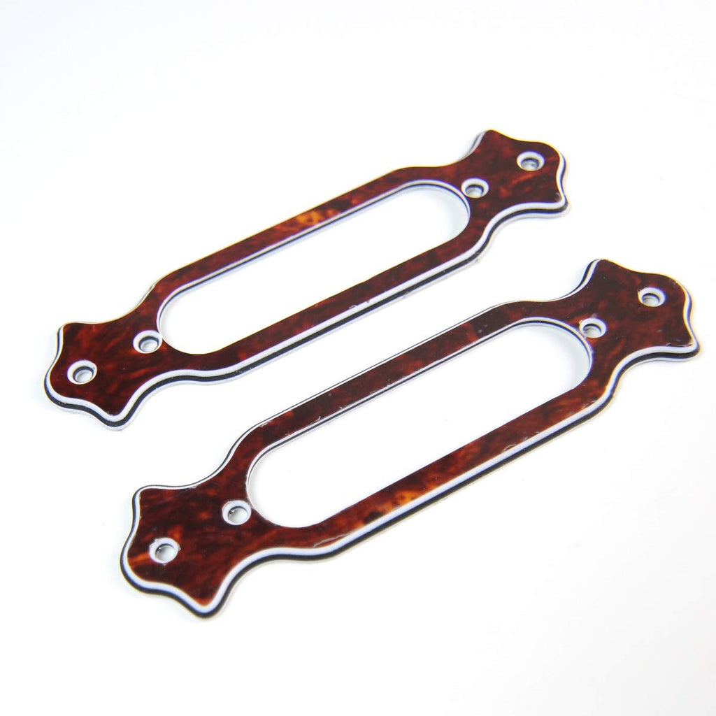 2x Flanged Single Coil Pickup Mounting Base plate Rings, 4ply Tortoise