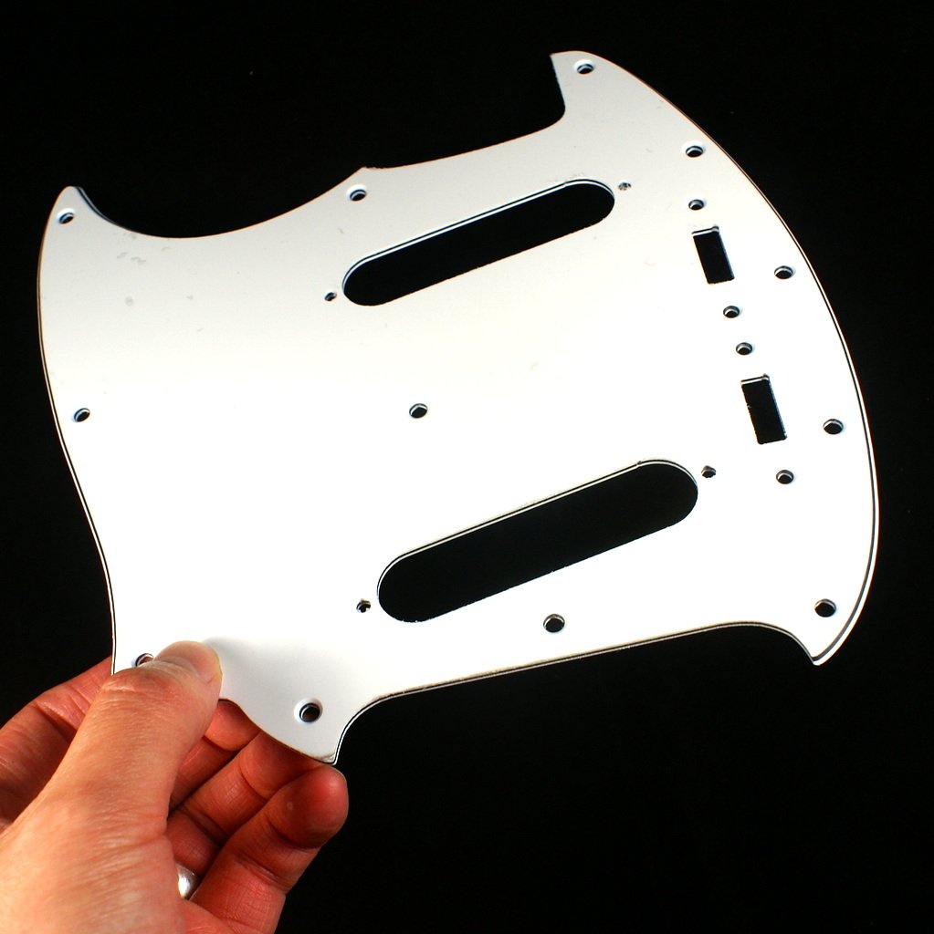 (B09) Custom 3 Ply Left-handed Guitar Pickguard Fits Mustang Classic Series, White