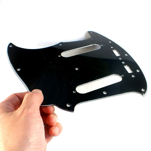 (A91) Custom 3 Ply LEFT-HANDED Guitar Pickguard Fits Mustang Classic Series, BLACK