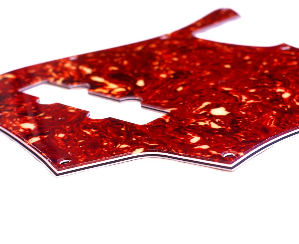 (B55) Guitar Pickguard Fits Fender JB Jazz Bass ,4Ply Tortoise Red