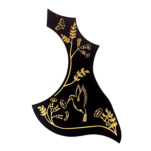 Hummingbird Style Acoustic Guitar Pickguard,Style-2,Black/gold