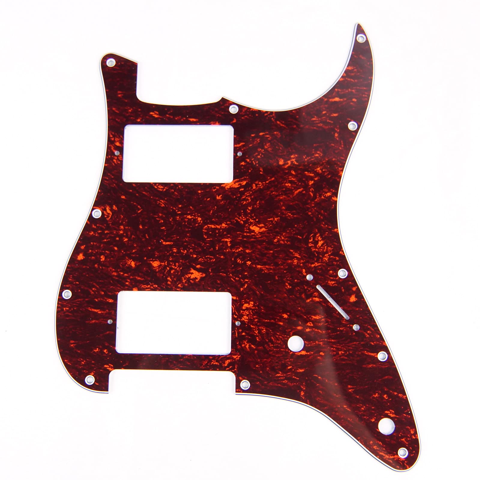 Custom Guitar Pickguard For Strat HH 2-pot Layout, 4ply Red Tortoise