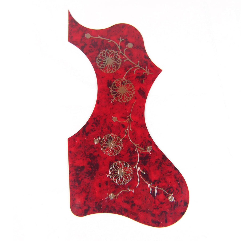 (220J09) Cutaway Style Self-adhesive Acoustic Guitar Pickguard, Tortoise Red