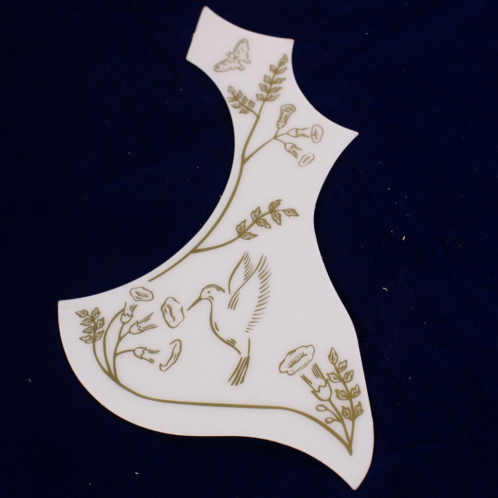 Hummingbird Style Acoustic Guitar Pickguard,Style-2,white/gold